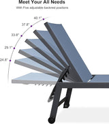 PURPLE LEAF 6-Piece Outdoor Chaise Lounge Oversized Pool Lounge Chairs with Easy-to-Move Wheels and Adjustable Backrest - Photo 4