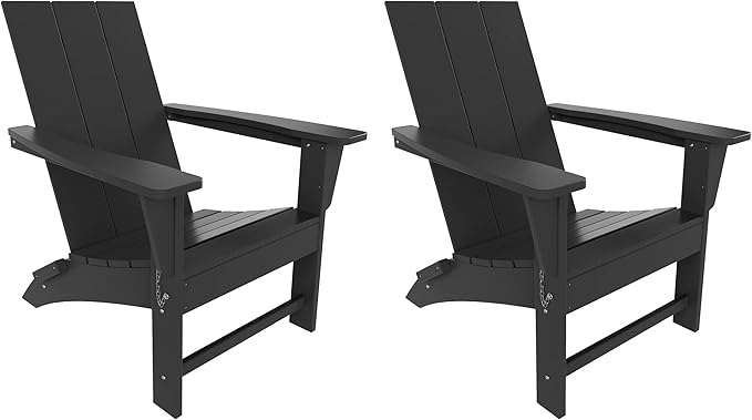 WestinTrends Ashore Modern Outdoor Folding Adirondack Chair (Set of 2), Gray