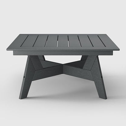 WestinTrends Avalon Modern Low Outdoor Patio Square HDPE Coffee Table, Gray