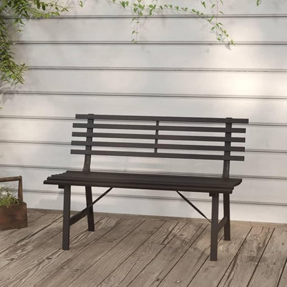 Vintage Black Steel Garden Bench 43.3 x 43.3 x 30.1 in Powder-Coated Metal Outdoor Seating for Patio Porch Balcony Park