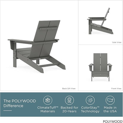 POLYWOOD Contemporary Modern Oversized Adirondack Chair in Slate Grey