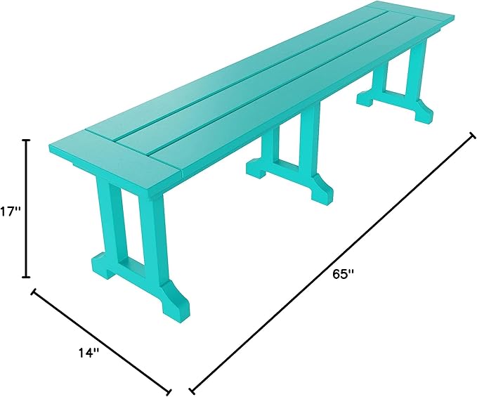 WO WESTIN OUTDOOR HDPE Laguna Trestle 65" Bench,Turquoise