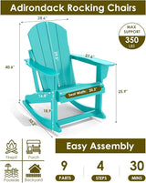 GREENVINES Adirondack Rocking Chair | HDPE Plastic | Porch Rocker | Chair for Outdoor Patio Deck | All Weather | Aqua - Photo 3