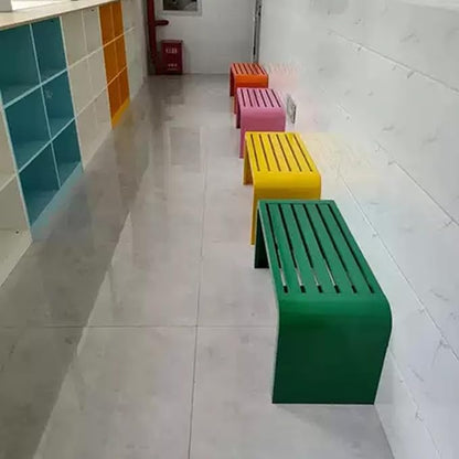 Garden Bench, Outdoor Patio Backless Bench, Metal Garden Benches, All-Weather Park Bench for Garden, Porch, Lounge(Color:Green,Size:100 * 40 * 45cm/39 * 16 * 18in)