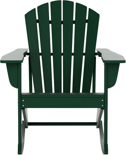 WestinTrends Dylan Outdoor Patio Poly Plastic Adirondack Rocking Chair, Dark Green