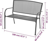 Garden Bench Deck Bench Patio Bench 42.5" Steel and Mesh Anthracite - Photo 2