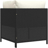 vidaXL Outdoor Sectional Corner Sofa with Cushions - Black Poly Rattan Corner Seat with Powder-Coated Steel Frame for - Photo 8