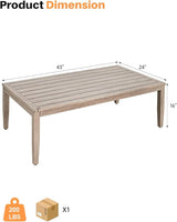 Never-Rust Aluminum Outdoor Coffee Table, All-Weather Patio Coffee Table with Faux Wood Grain Finish Frame, Rectangle - Photo 3