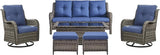 Rilyson Wicker Patio Furniture Set - 6 PC Rattan Outdoor Sectional Conversation Sets with 2 Swivel Rocking Chairs - Photo 1