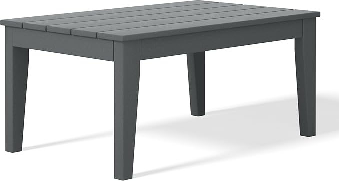 WestinTrends Malibu Low Outdoor HDPE Patio Rectangle Coffee Table, Gray