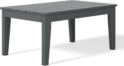 WestinTrends Malibu Low Outdoor HDPE Patio Rectangle Coffee Table, Gray