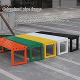 Outdoor Bench Without Backrest, Metal Garden Bench with Reserved Fixing Holes, Patio Bench Weatherproof - Photo 3