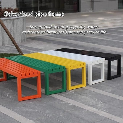 Outdoor Bench Without Backrest, Metal Garden Bench with Reserved Fixing Holes, Patio Bench Weatherproof, Bench for Garden, Porch or Park(Green,100cm/39.4in)