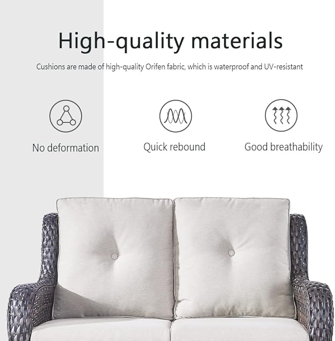 Belord Wicker Furniture 4 Pieces Outdoor Patio Furniture Set Patio Loveseat Sofa Set with Wicker Chairs and Coffee Table - Photo 8