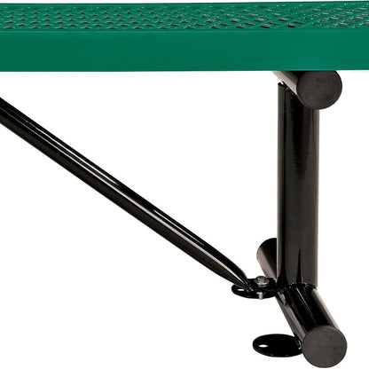 Global Industrial 8'L Heavy Duty Expanded Metal Mesh Flat Bench with Steel Frame, Portable Outdoor Bench, 1000 lbs Capacity, Green, 96" L x 14-1/2"W x 18" H