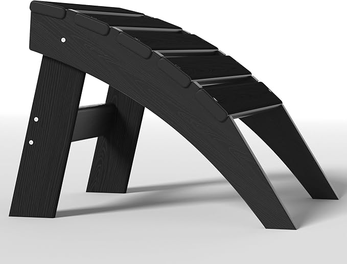 Plawdlik Folding Ottoman for Adirondack Chair–HDPE All-Weather Footrest for Outdoor Use, Garden & Poolside– Anti-Cracking, Fade-Resistant, Easy Assembly–Black