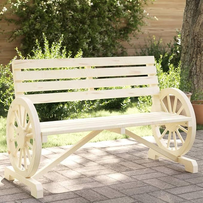 Garden Bench Natural Wood Solid Fir Wood Standard Durable, 2-Seater Outdoor Lounge Seating for Patio & Deck, Rustic Finish Sectional Sofa