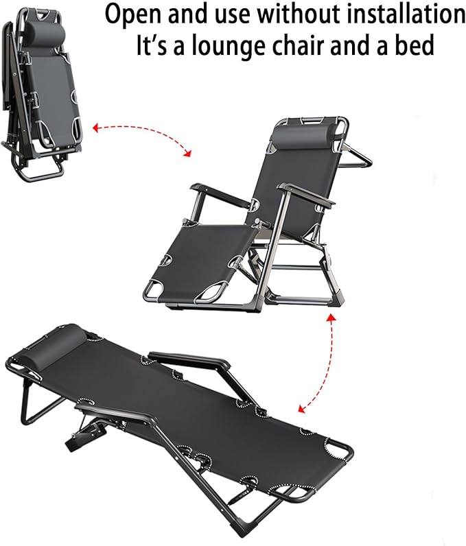 Folding Patio Lounge Chair w/Adjustable Pillows Cup Holder for Poolside Backyard Reclining Lounge Chair with Removable - Photo 5