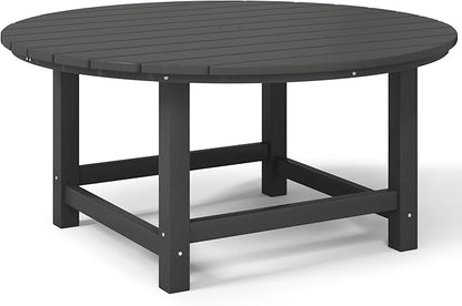 Costaelm Patio Conversation Table, Tatio Accent HDPE Outdoor Weather Resistant, Round Outdoor Porch Balcony Patio Drink Tables for Outside, Pool, Backyard, Gray