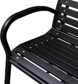BOWERY HILL Contemporary Steel Garden Bench, Matte Black Finish, 116 cm Wide, Rectangular Design - Photo 6