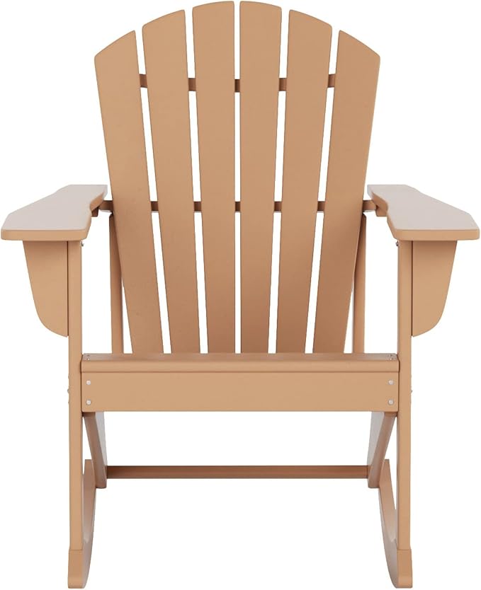 WO WESTIN OUTDOOR HDPE Altura Outdoor Rocking Poly Adirondack Chair, Teak