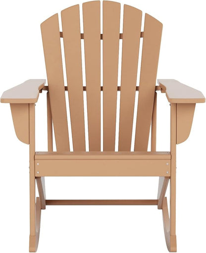 WestinTrends Dylan Outdoor Patio Poly Plastic Adirondack Rocking Chair, Teak