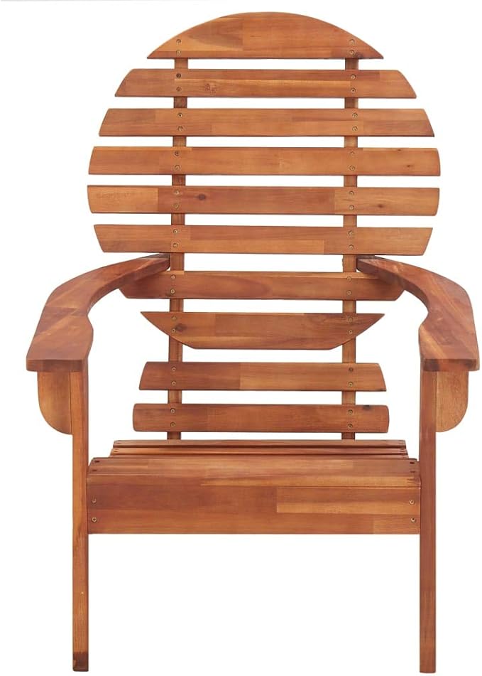 vidaXL Solid Acacia Wood Adirondack Chair - Weather Resistant, Comfortable High Backrest & Wide Armrests, Easy to Clean - Photo 4