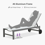 PURPLE LEAF Outdoor Lounge Chair Set for 2 Patio Chaise Lounger with Aluminum Frame and Wheels All-Weather Pool Lounge - Photo 8