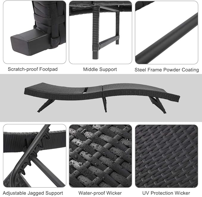 VINGLI Adjustable Patio Wicker Chaise Lounge Outdoor, Rattan Outdoor Lounge Chair - Photo 6