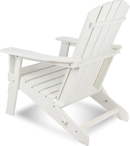 Shine Company Seaside Outdoor Weatherproof Folding Adirondack Chair, White