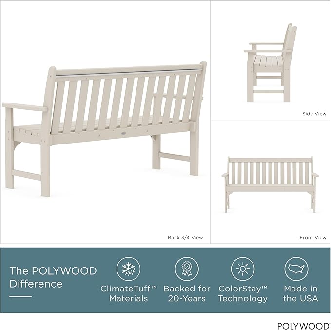 POLYWOOD Vineyard 60-Inch Bench, Sand - Photo 4