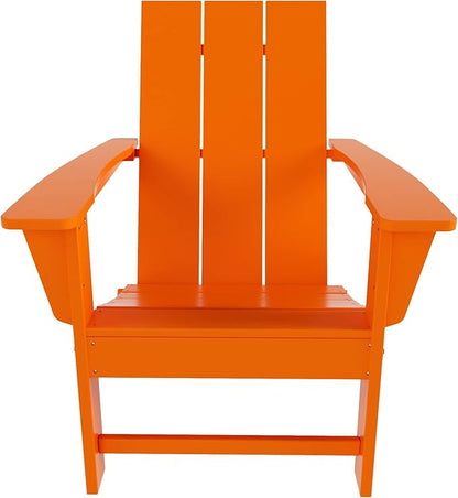 WO Home Furniture HDPE Adirondack Chair Folding Poly Lumber All Weather UV/Fade Resistant Heavy Duty for Patio, Backyard, Balcony, Garden, Lawn (Orange)…