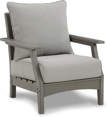 Signature Design by Ashley Outdoor Visola Lounge Chair, 2 Count, Foam Cushion, Nuvella Weather Resistant Fabric, HDPE Material, 30" W x 32.5" D x 37" H, Gray