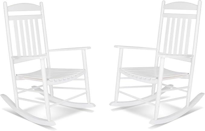 Shine Company Set of 2 Maine Wood Rocking Chairs, 2-Pack, White