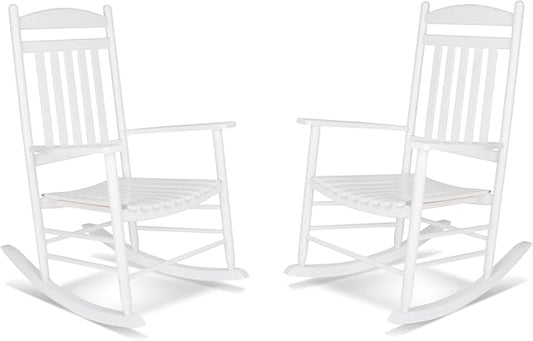 Shine Company Set of 2 Maine Wood Rocking Chairs, 2-Pack, White