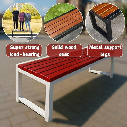 Metal Outdoor Bench Garden Plant Bench Patio Park Benches 31inch Slatted Seating Weatherproof for Park Front Porch Path Yard Lawn Decor Deck Furniture(71in/180cm)