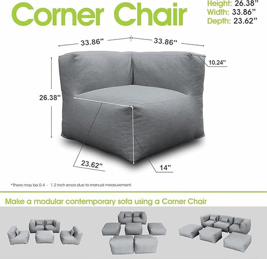 Dineli Modern Arm-Rest Chair Coner Chair Outdoor Furniture Comfy Patio Couch Sofa Outdoor Bean Bag Chair Creating a Unique Patio Garden Modular Contemporary Sofa Lazy Sofa for Outside - Dark Gray | Dark Gray, Comfy Patio Couch, Modular, Contemporary, L...