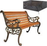 Outdoor Park Garden Bench with Cover, 2-3 Person Wood Patio Bench with Backrest+Armrests Weatherproof - Photo 1