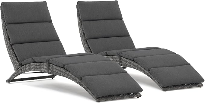 JOIVI Patio Chaise Lounge Chairs Sets, 2 Pieces Cushioned Patio Adjustable Chaise Lounge - Photo 1