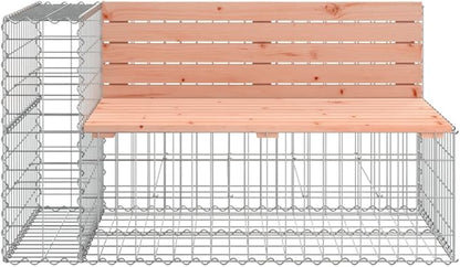 Outdoor Garden Bench, Solid Douglas Fir Wood Seating with Unique Gabion Design, 2-Person Weather-Resistant Bench for Patio, Backyard, and Terrace, Brown, 48-Inch