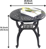 Round Outdoor Coffee Table, Cast Aluminum Side Table with Storage, Indoor End Table - Photo 2