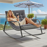 Oversized Rocking Chair with Cushion and Armrests, Lounge Rocker Recliner for Living Room, Bedroom, Patio, Porch - Photo 1