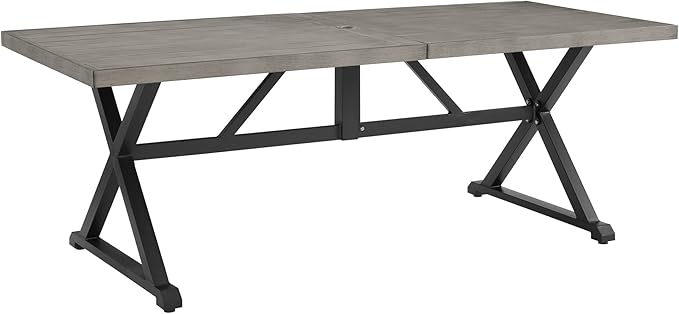 Ulax furniture Outdoor Patio Dining Table - 82" Rectangular Dining Table with Wood-Like Finish, Ideal for Garden, Porch, Backyard Picnics