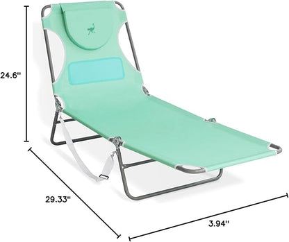 Ostrich the Ladies Comfort Lounger with Chest Support, Foldable and Portable Reclining Outdoor Patio Beach Lawn Camping Pool Tanning Chair, Teal