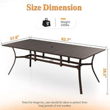 Rectangle Patio Dining Table, 8-Person Metal Outdoor Patio Table with Adjustable Umbrella Hole - Photo 3