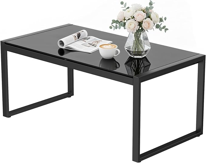 ONBRILL Rectangle Coffee Table with Tempered Glass Desktop - Photo 9