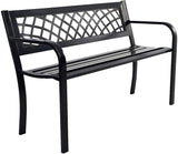 Bench Deck with Steel Frame for Outdoor, Outdoor Bench All Metal Frame Garden Bench for Front Porch, Yard, Lawn, Deck - Photo 1