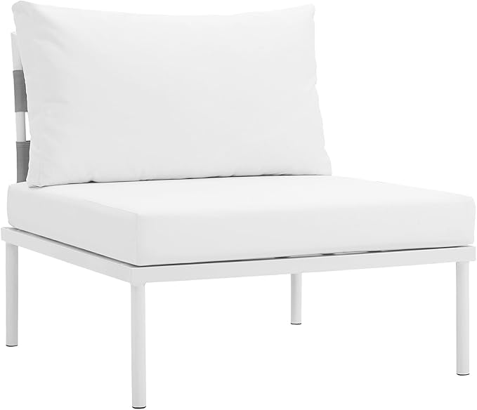 Modway EEI-2600-WHI-WHI Harmony Outdoor Patio Aluminum, Armless Chair, White White