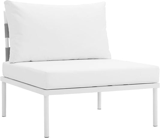Modway EEI-2600-WHI-WHI Harmony Outdoor Patio Aluminum, Armless Chair, White White