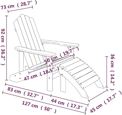 Outdoor Adirondack Chairs with Footstools Brown 2 pcs Patio Furniture HDPE Lounge Chairs for Garden, Terrace, and Backyard